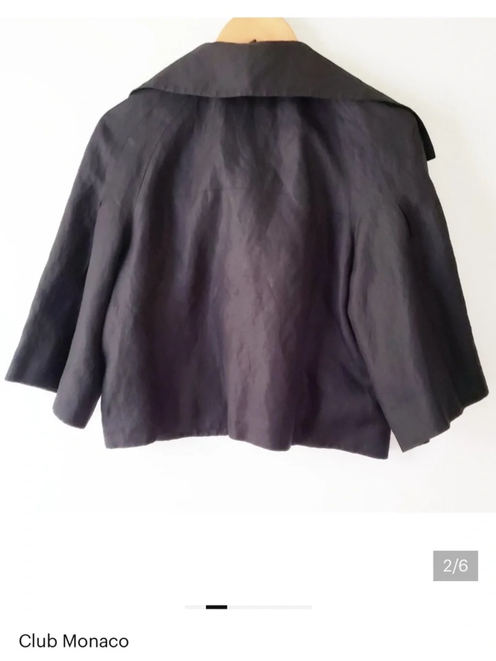 Club Monaco Black Wide-Collar Cropped Blazer size S/P - Picture 2 of 7